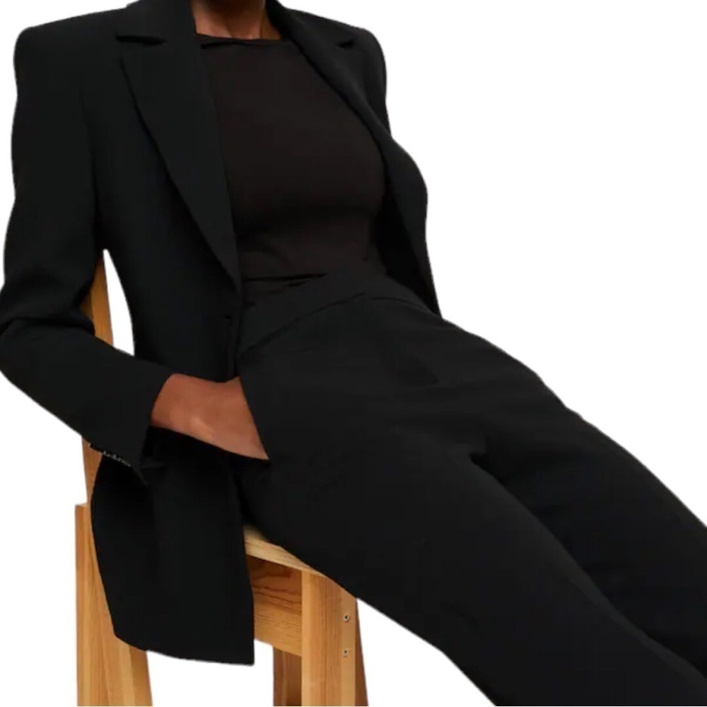 NWT! Mango MNG Back Slit Hems Flare Trousers In Black Size US 8 - Picture 11 of 12